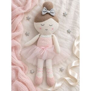 Living Textiles Emma Ballerina Doll 18 In Pink Knit Rattle Silver Bow Balletcore